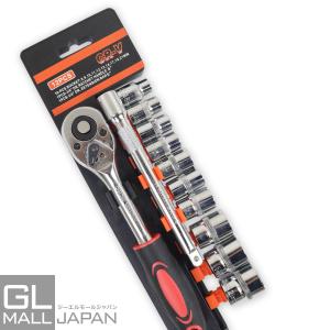 ソケットレンチセット 12pcs 3/8インチ 72ギア ラチェット式
