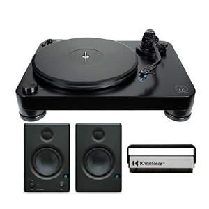 Audio-Technica at-LP7 Fully Manual Belt-Drive Turntable with Record Player with 45 Rotation Speed (Black) Bundle with Active Studio Monitors 4並行輸入