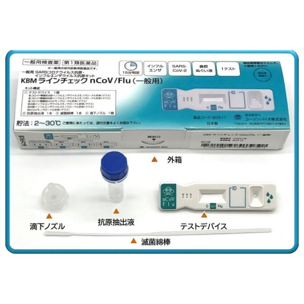 【第一類医薬品】コロナウイルス＆インフルエンザウイルスA/B抗原検査キット・KBMラインチェックｎC...