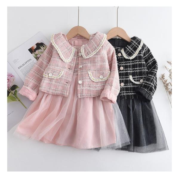 丸襟 ジャケット チュールワンピース セットアップ 上下セット シンプル フォーマル 入学式 七五三...