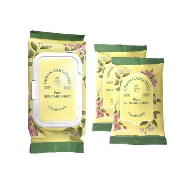 Urban Gardening ピュアスキンケアシート80枚　緑茶 コンブチャ抽出物 メイク落とし ...