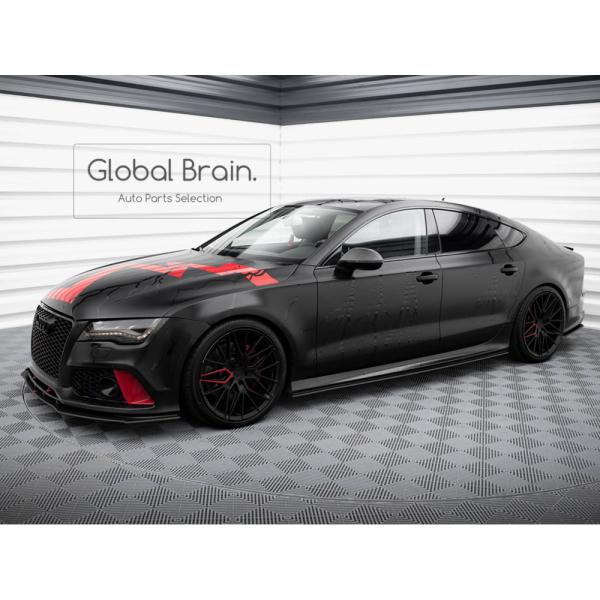 アウディ A7 4G Sライン /  RS7 ルック サイド スカート カバー スポイラー レーシン...