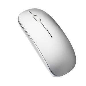 ワイヤレスマウス 無線 静音 極薄デザイン USB 充電式 2.4GHz 安定接続 超軽量＆左右対称設計 3 段階 DPI 調整 省エネ節電機能付き シルバー