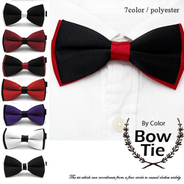 蝶ネクタイ バイカラー ソリッド フォーマル デザイン 蝶ネクタイ ネクタイ Bowtie メンズ ...
