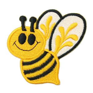 ワッペン アイロン ミツバチ 蜂 かわいい 昆虫 キャラクター イエロー アップリケ わっぺん アイロンで簡単貼り付け｜globalmarket
