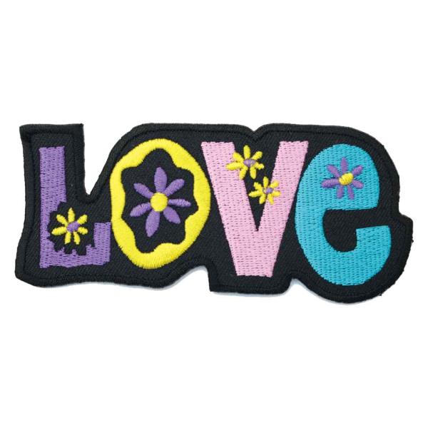 ワッペン アイロン LOVE ブラック ラブ デザイン メッセージ かわいい ワッペン アップリケ ...