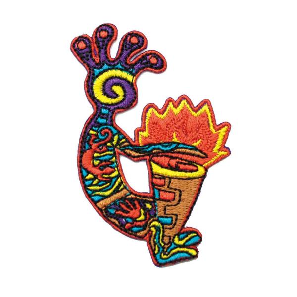 ワッペン ココペリ ホピ族 カチナ ココピラウ メキシコ カラフル わっぺん アイロン アップリケ ...