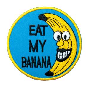 ワッペン アイロン EAT MY BANANA 月 メッセージ キャラクター デザイン わっぺん アップリケ わっぺん アイロンで簡単貼り付け｜globalmarket