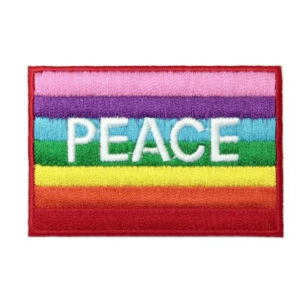 ワッペン アイロン PEACE フラッグ ピンク 平和 ピース レインボー メッセージ かわいい ア...