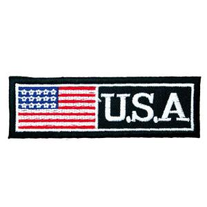 ワッペン アイロン USA アメリカ ブラック エンブレム 国旗 デザイン アップリケ わっぺん wappen アイロンで簡単貼り付け｜globalmarket