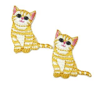 ワッペン アイロン ミニサイズ 2枚セット ミニサイズ ネコ CAT 猫 動物 キャット 2P アップリケ わっぺん 小さい アイロンで簡単貼り付け