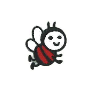 ワッペン アイロン ミニサイズ スマイル 蜂 ミツバチ 昆虫 ブラック アップリケ わっぺん 小さい アイロンで簡単貼り付け｜globalmarket