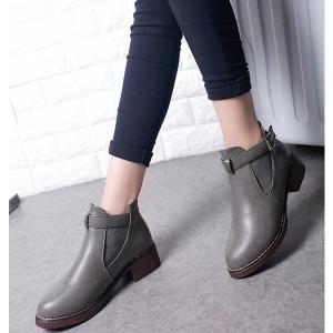 レディース　サイドゴアブーティー ショートブーツ キューバンヒール靴　バックル　カジュアル