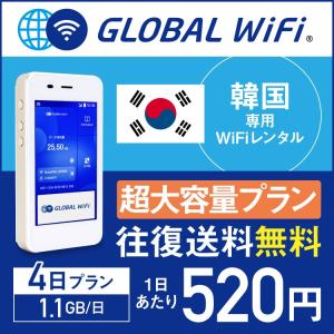韓国 wifi レンタル 4日間 1.1GB/日 グローバルWiFi 空港受取・返却可能