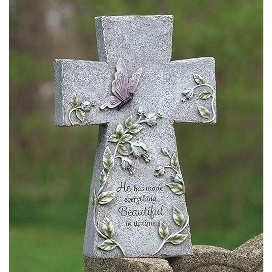 ガーデン・クロス バタフライ 十字架の置物 みことば