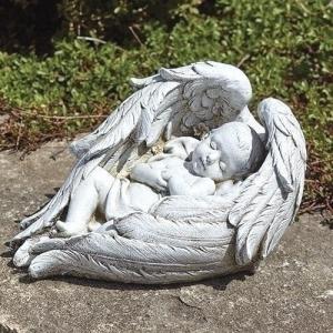スリーピング エンジェル置物 両膝を抱え眠る天使 : グロリアス