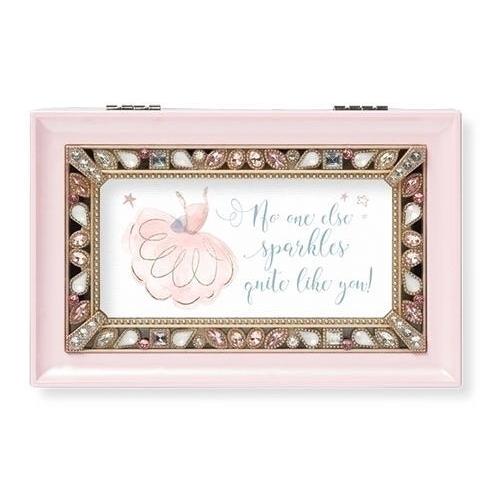 オルゴール宝石箱 ジュエリーボックス ピンク・ウッド風 ジュエル調縁取り サイズ中 ♪2種類あり♪