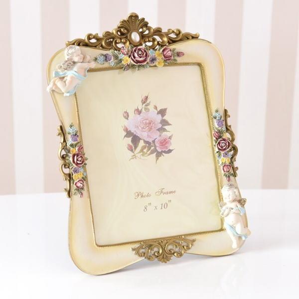 フォトフレーム ビクトリアン ローズ＆エンジェル 天使とバラ 写真立て 縦長