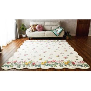 キルト ラグ マルチカバー ルドゥーテ ローズ 薔薇 コットン100% 正方形