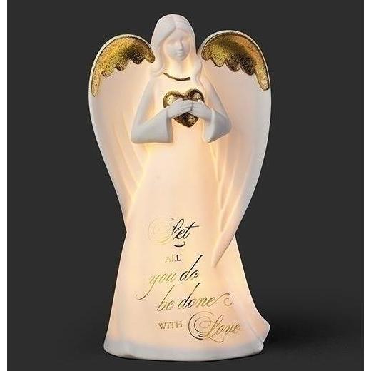 天使のナイトライト 間接照明 LEDライト付き ハートを抱きしめるエンジェル