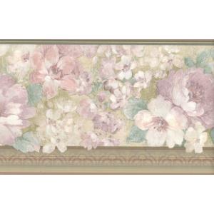 トリムボーダー ヴィンテージ調 パープル系フローラル 壁紙ボーダー