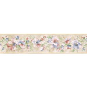 トリムボーダー ピンク＆ブルー フローラルサシェ 壁紙ボーダー
