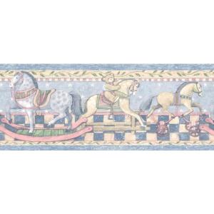 トリムボーダー 木馬に乗るテディベア ロッキングホース 壁紙ボーダー