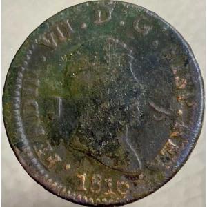 大型1816年スペイン8マラベディ金貨 フェルディナンド7世 200年前の希少な古銭
