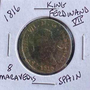 大型1816年スペイン8マラベディ金貨 フェル...の詳細画像3