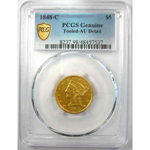 1848-C リバティ金貨ハーフイーグル 5ド...の詳細画像1