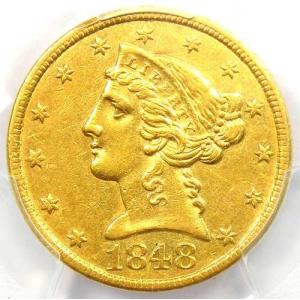 1848-C リバティ金貨ハーフイーグル 5ド...の詳細画像4