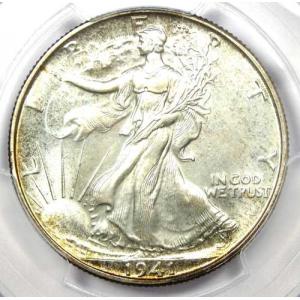 1941年プルーフウォーキングリバティハーフダラー50セント硬貨。PCGS PR68（PF68）。価値1万ドル。