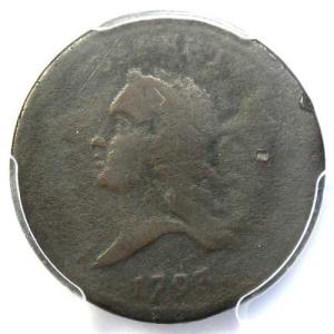 1793年 リバティキャップ フローイングヘア ハーフセント 1/2C - PCGS ファインディテール - 希少コイン!