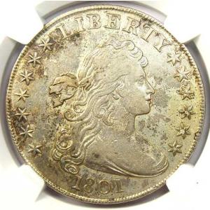 1801年 ドレープバスト シルバー ドル $...の詳細画像4