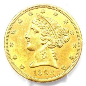 1893年CCミント リバティ金貨ハーフイーグ...の詳細画像4
