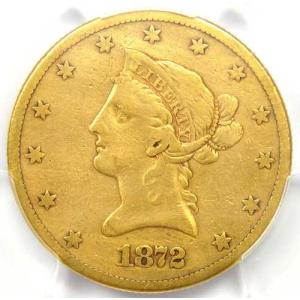 1872年CC刻印 リバティ・ゴールドイーグル10ドル カーソンシティコイン - PCGS鑑定済み 精緻なディテール
