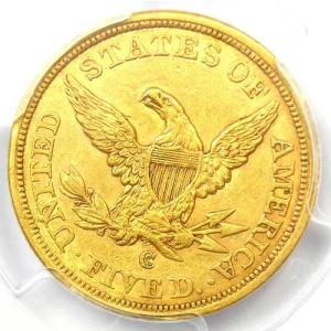 1857-C リバティ金貨ハーフイーグル 5ド...の詳細画像3