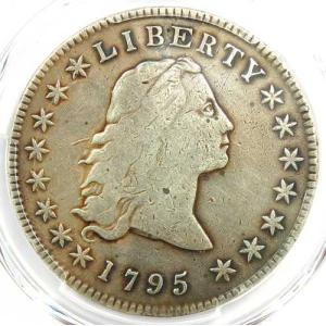 1795年フローイングヘア銀貨1ドル - PCGS VF認定詳細 - 希少品！