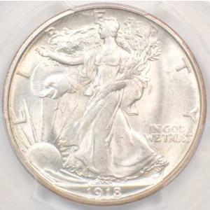 1918年Sミント ウォーキングリバティハーフダラー50セント硬貨 - PCGS MS64+プラスグレード - 6,000ドル相当！