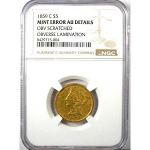 1859年Cミント リバティ金貨ハーフイーグル...の詳細画像1