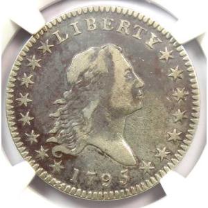 1795年 フローイングヘア ハーフダラー 50セント硬貨 - NGC VF35 認定 - 希少な年号！