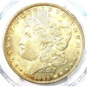 1895年Oミント モーガン銀貨（1ドル） - PCGS鑑定済み AU58 - 価値6,500ドル