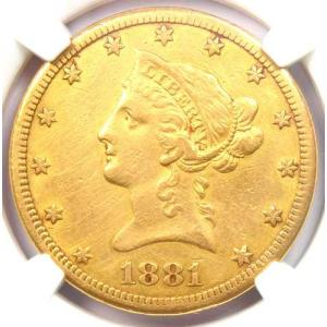 1881年CC刻印 リバティ・ゴールドイーグル10ドル カーソンシティコイン - NGC鑑定済み XF（極美品）詳細