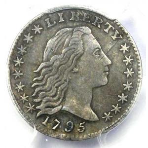 1795年フローイングヘアハーフダイム H10C - PCGS XF認定詳細 - 希少な年代のコイン！
