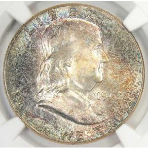 1962年フランクリンハーフダラー50セント硬貨（1962-P）。NGC MS66+ FBL Plusグレード - 9,750ドル相当