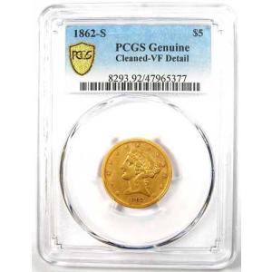 1862-S リバティ金貨ハーフイーグル 5ド...の詳細画像1
