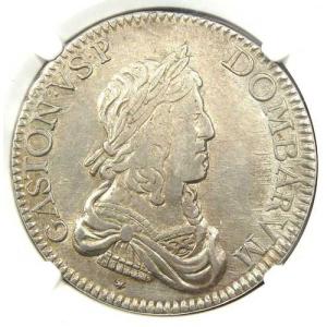 1652年 フランス アンヌ・マリー・ルイーズ・ドルレアン エキュ硬貨 (1E) - NGC XF 詳細 - 希少!