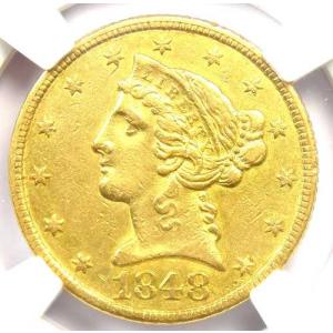 1848-C リバティ金貨ハーフイーグル 5ド...の詳細画像4