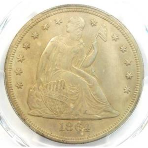 1864年 シーテッド・リバティ銀貨 1ドル ...の詳細画像4