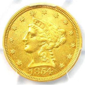 1854年Cミント リバティ金貨 クォーターイ...の詳細画像4